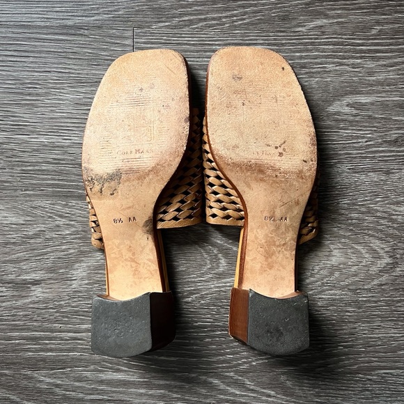 Cole Haan Woven Leather Heeled Sandals Size 8.5 - Picture 3 of 6